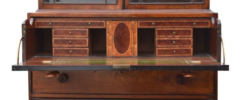George III Mahogany Secretaire Bookcase