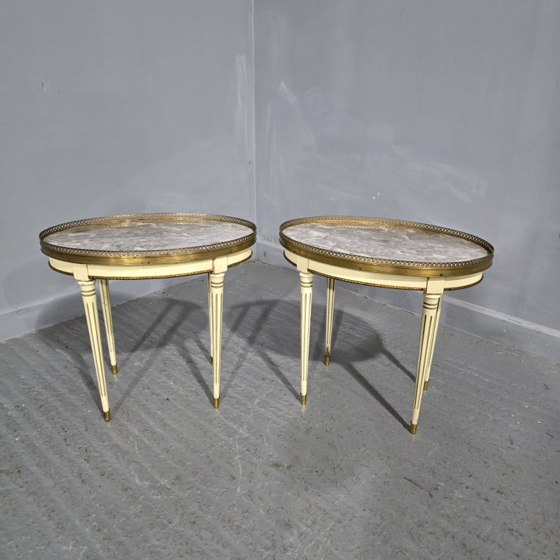 Pair French Marble Side Lamp Tables
