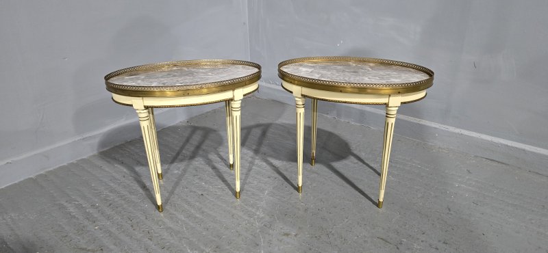 Pair French Marble Side Lamp Tables