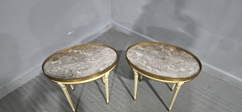 Pair French Marble Side Lamp Tables