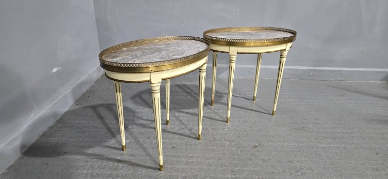 Pair French Marble Side Lamp Tables