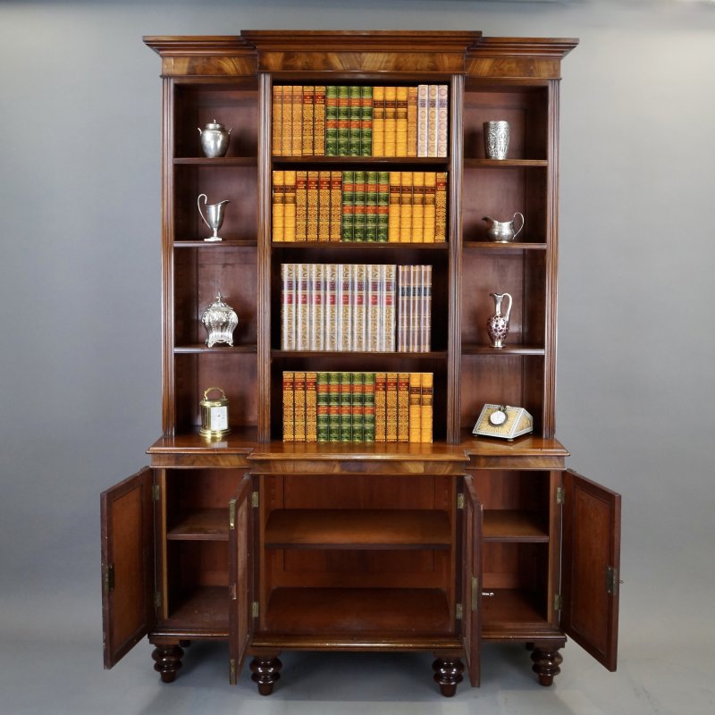 A Very Unusual & Dimunitive Mahogany Breakfront Bookcase