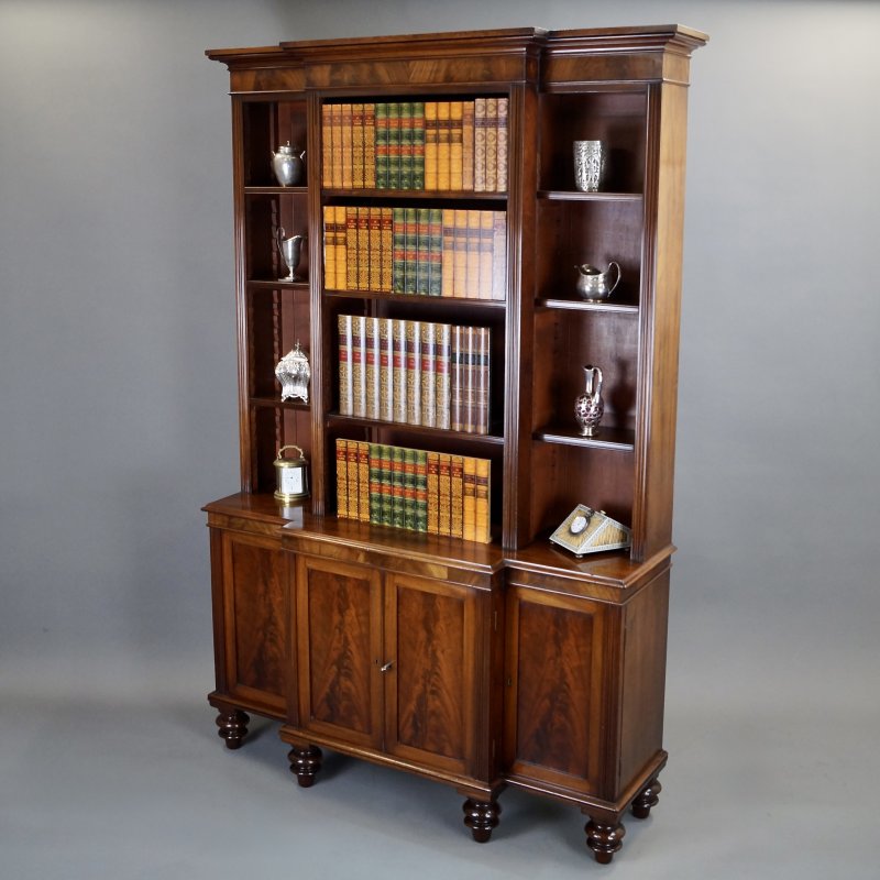 A Very Unusual & Dimunitive Mahogany Breakfront Bookcase