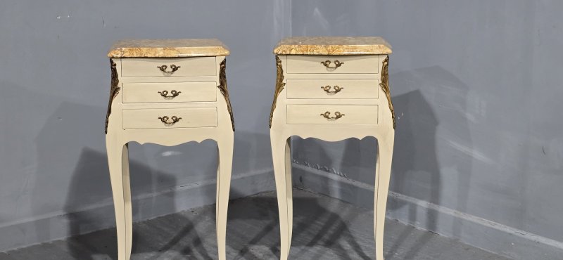 Pair French Louis Bedside Lamp Chests