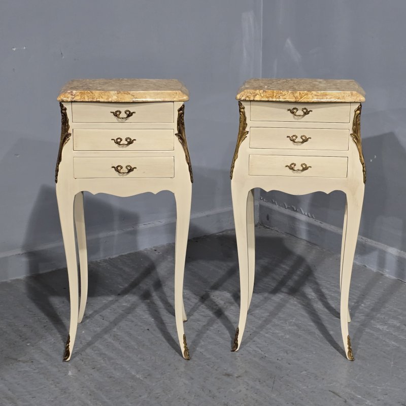 Pair French Louis Bedside Lamp Chests