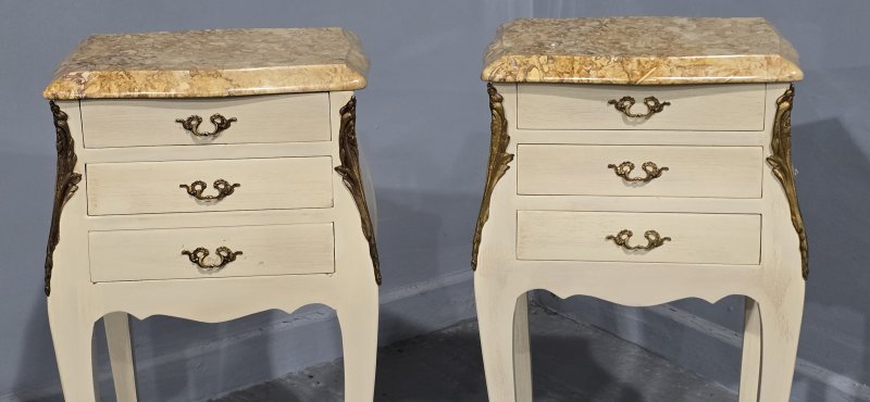 Pair French Louis Bedside Lamp Chests