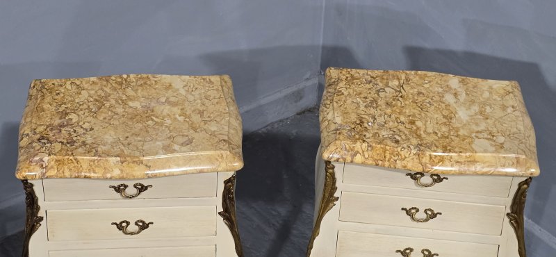 Pair French Louis Bedside Lamp Chests