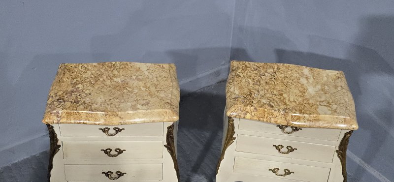 Pair French Louis Bedside Lamp Chests