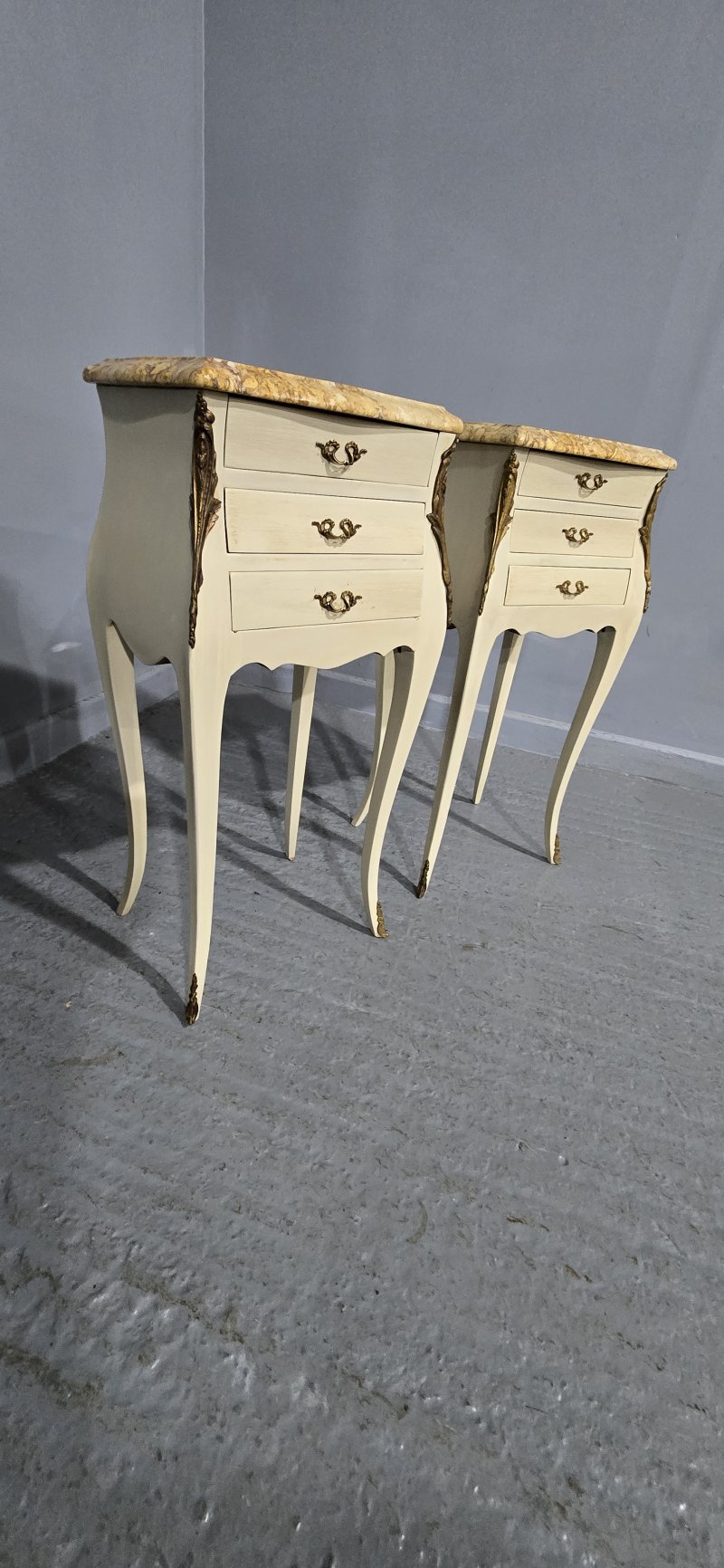 Pair French Louis Bedside Lamp Chests
