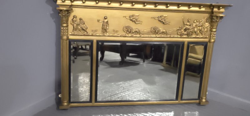 Superb Regency Triptych Gilt Overmantle Mirror