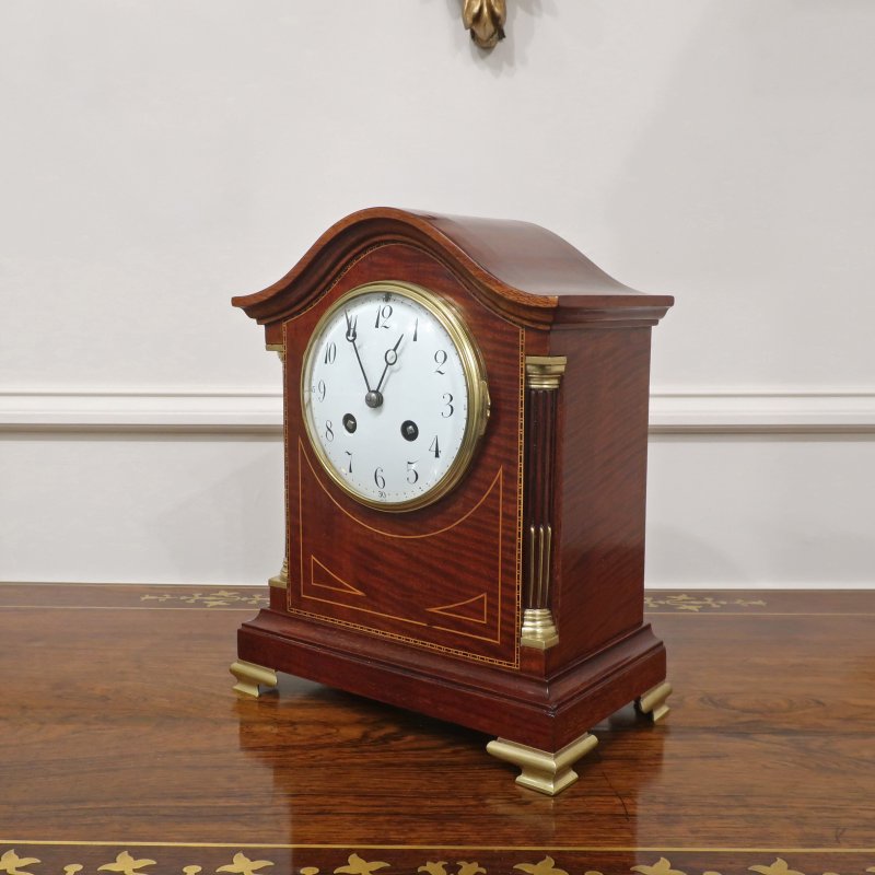French Belle Epoque Mahogany Mantel Clock by Japy Freres