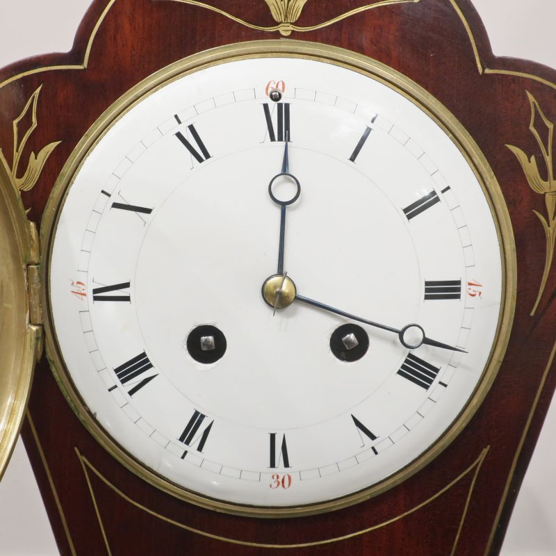 French Art Nouveau Mahogany Mantel Clock