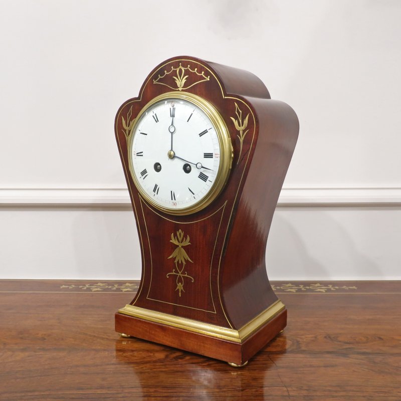French Art Nouveau Mahogany Mantel Clock
