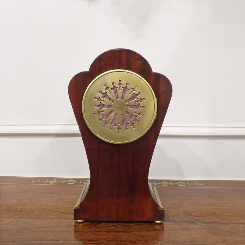 French Art Nouveau Mahogany Mantel Clock