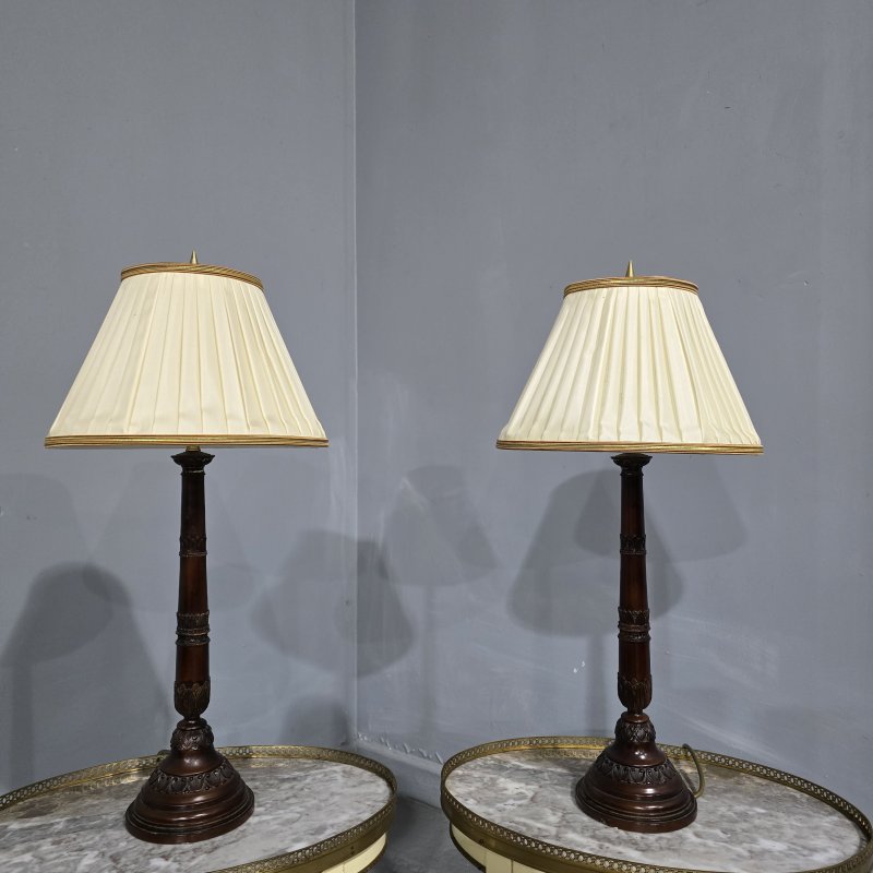 Pair French Bronzed Table Lamps
