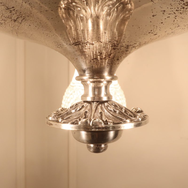 Edwardian Silver Chandelier with Crystal Shades Attributed to Osler