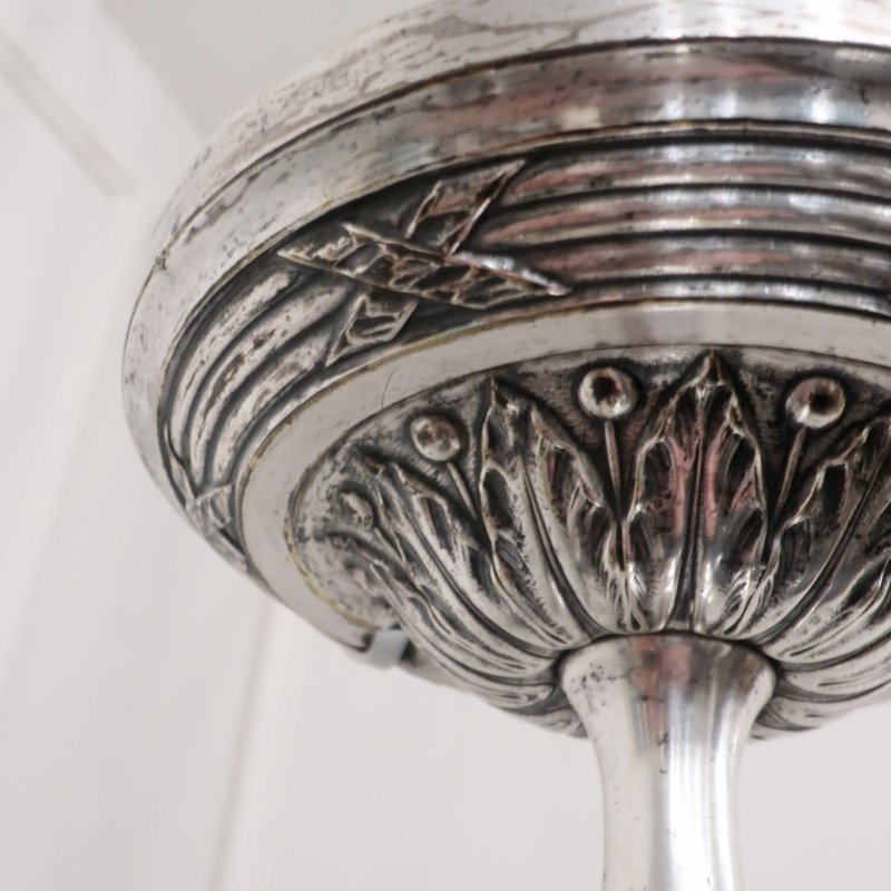 Edwardian Silver Chandelier with Crystal Shades Attributed to Osler