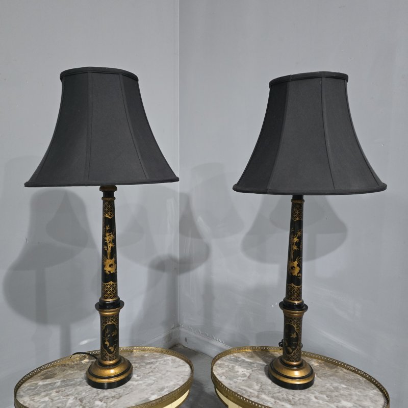 Pair Laquered Table Lamps