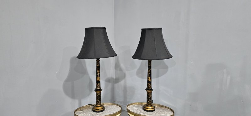 Pair Laquered Table Lamps