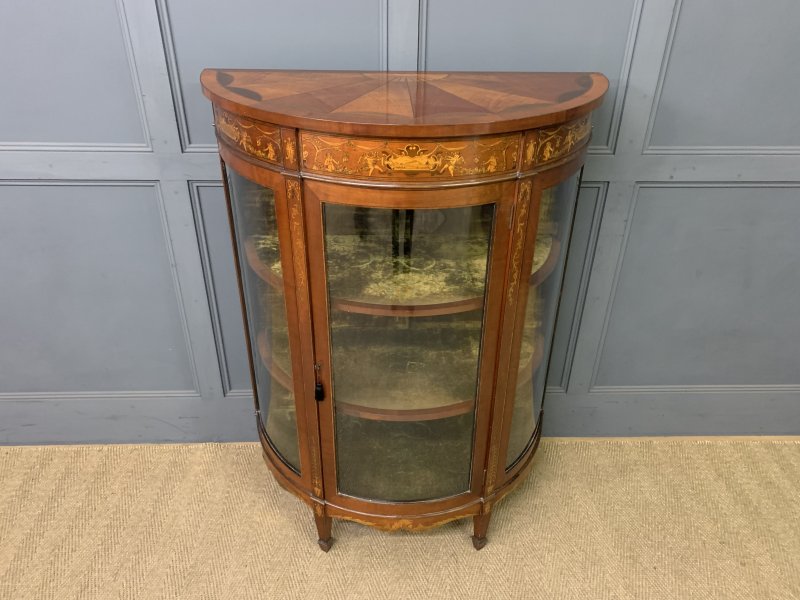 Inlaid Bow Fronted Display Cabinet