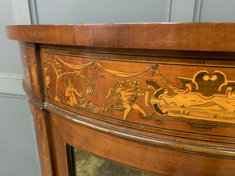 Inlaid Bow Fronted Display Cabinet
