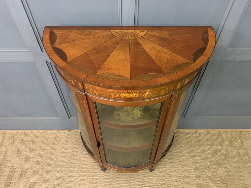 Inlaid Bow Fronted Display Cabinet