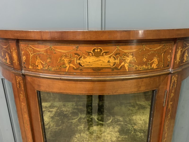 Inlaid Bow Fronted Display Cabinet