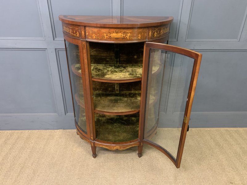 Inlaid Bow Fronted Display Cabinet