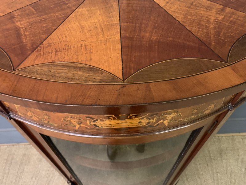 Inlaid Bow Fronted Display Cabinet