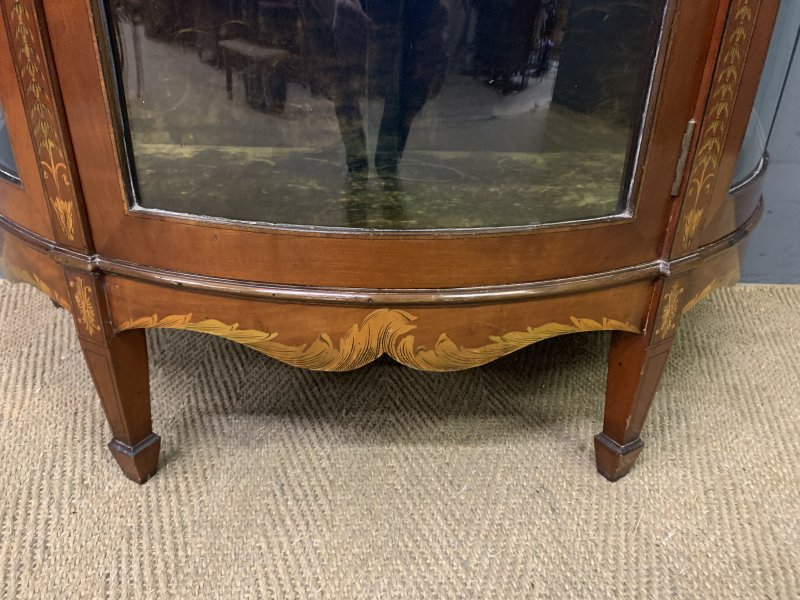 Inlaid Bow Fronted Display Cabinet