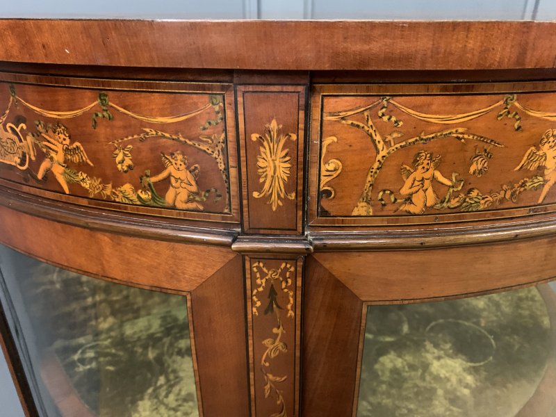 Inlaid Bow Fronted Display Cabinet
