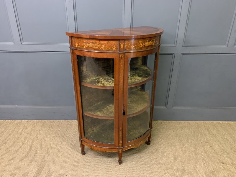 Inlaid Bow Fronted Display Cabinet