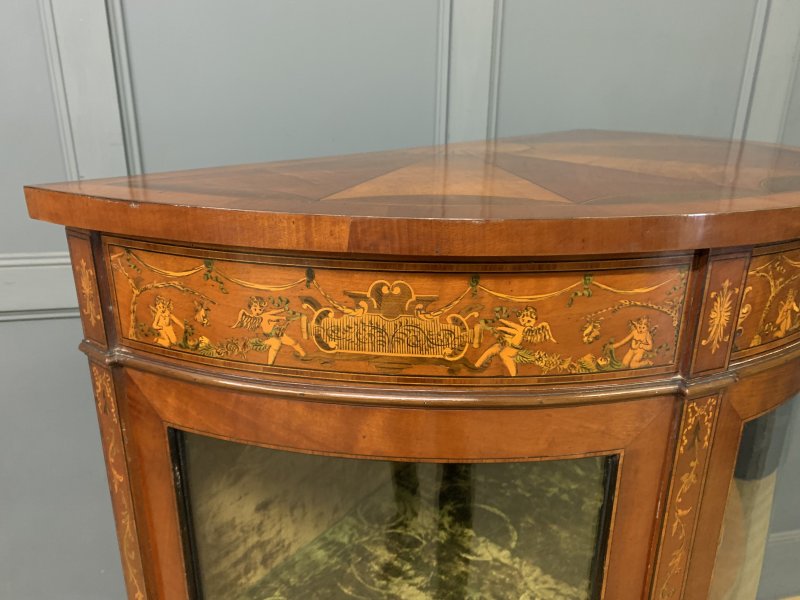 Inlaid Bow Fronted Display Cabinet