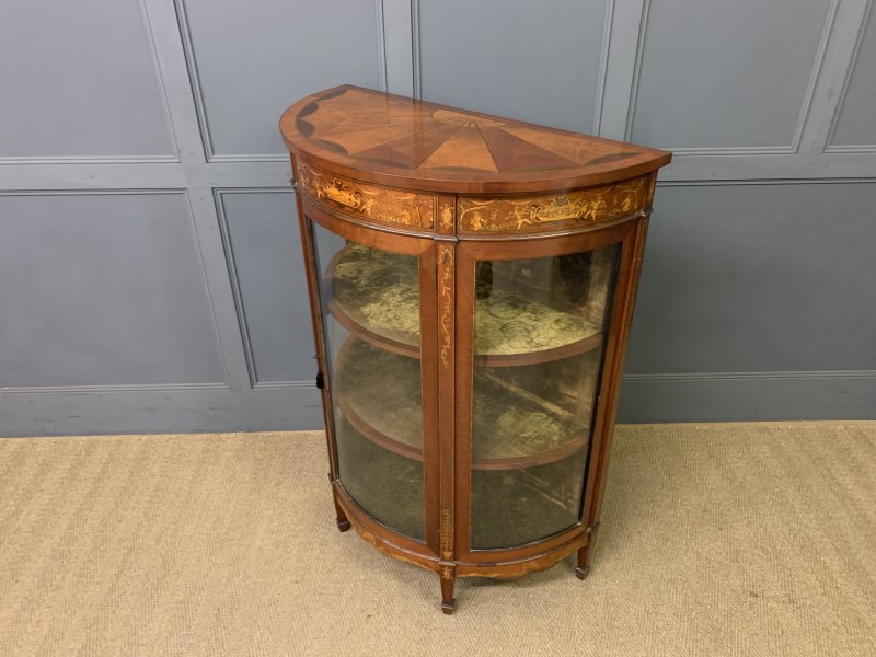 Inlaid Bow Fronted Display Cabinet