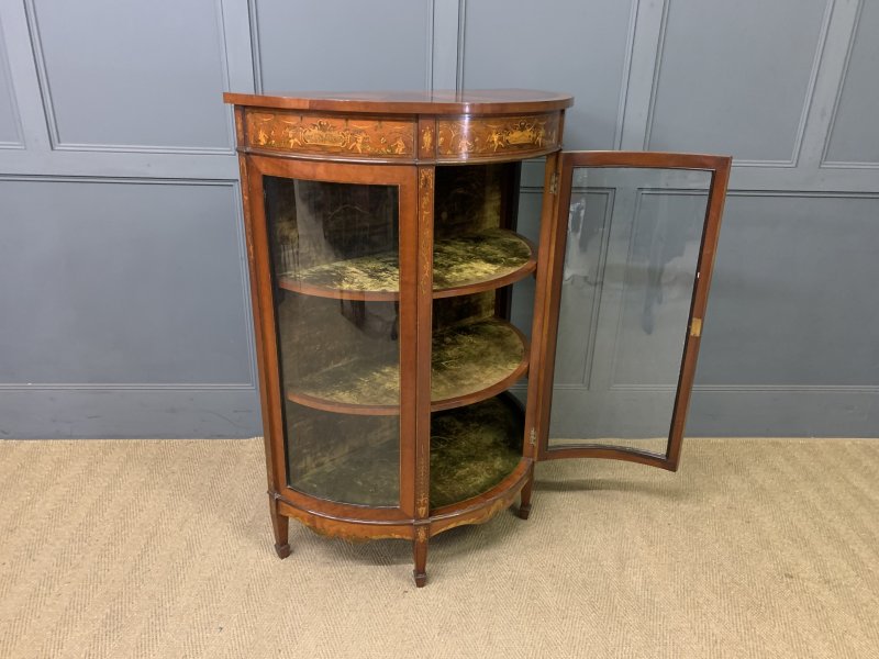 Inlaid Bow Fronted Display Cabinet