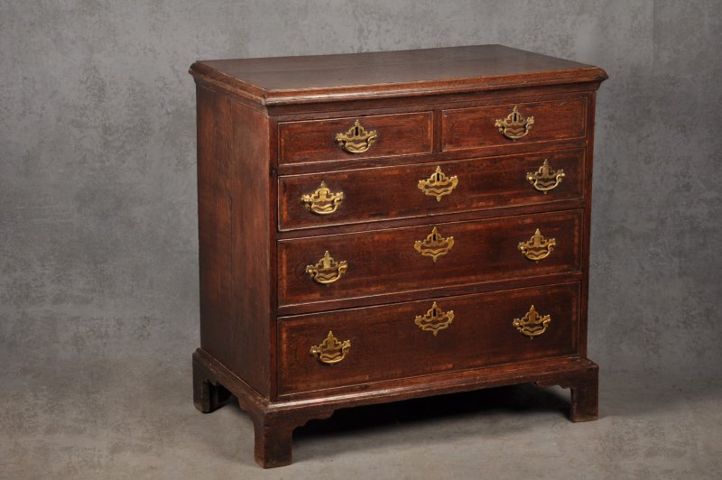 18th Century Inlaid Oak Chest Of Drawers