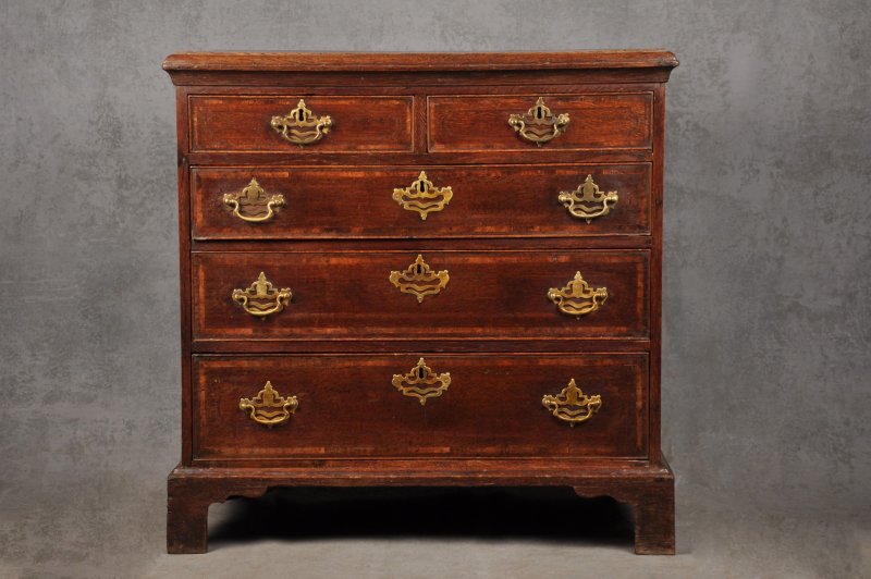 18th Century Inlaid Oak Chest Of Drawers