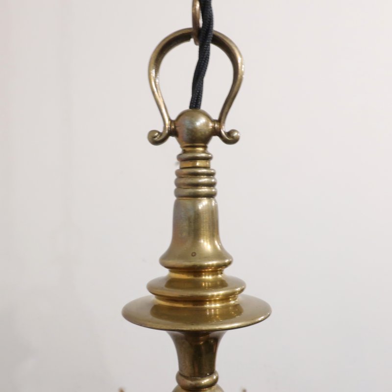 Art Nouveau Cast Bronze Chandelier with Glass Shades