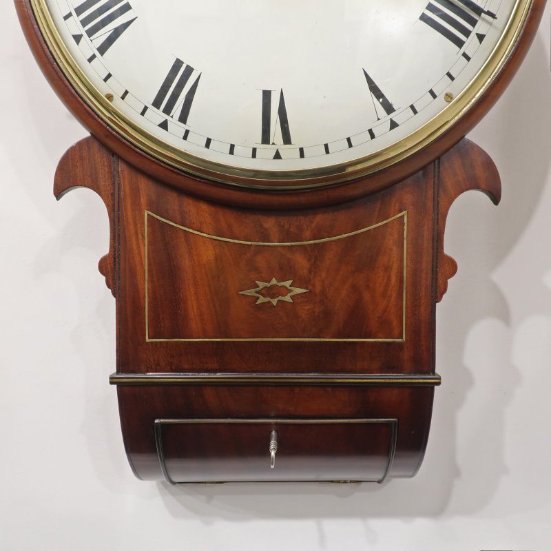 Georgian Mahogany Drop Dial Wall Clock by Borrell of London
