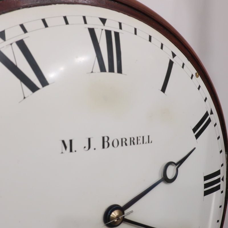 Georgian Mahogany Drop Dial Wall Clock by Borrell of London