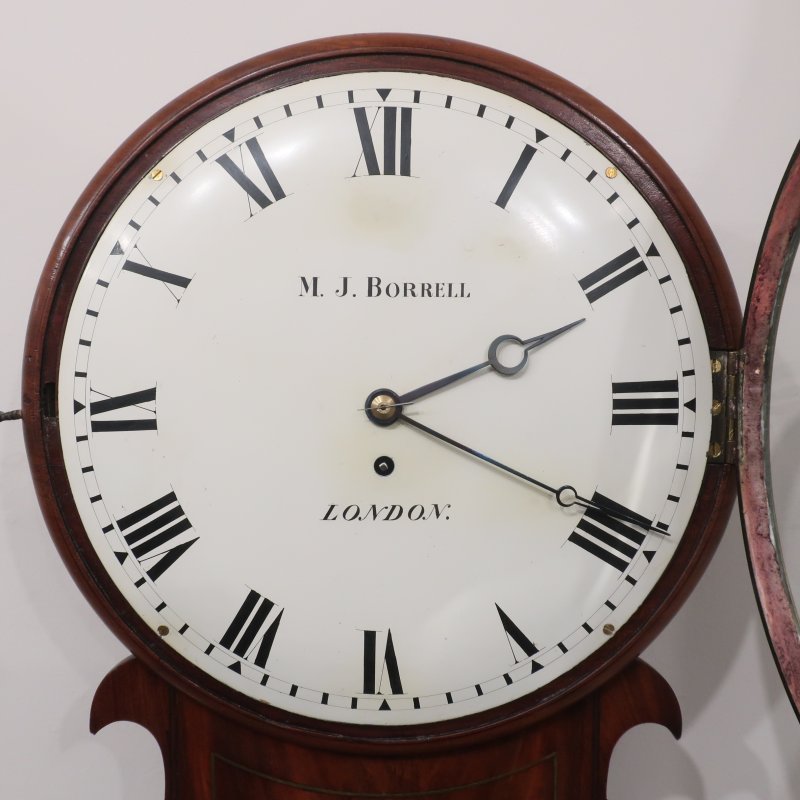 Georgian Mahogany Drop Dial Wall Clock by Borrell of London