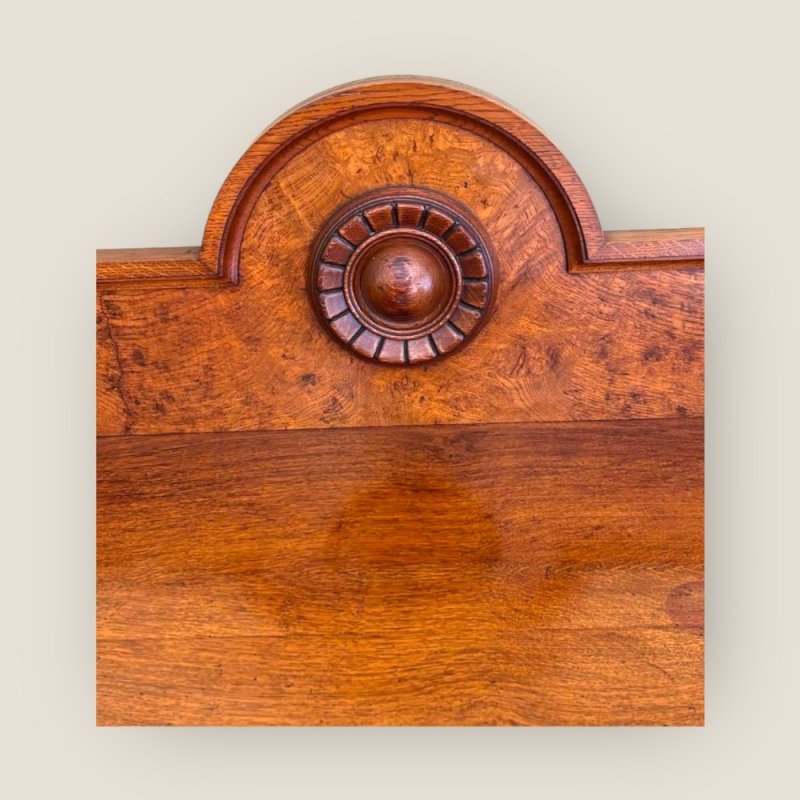 Antique English Victorian Pollard Oak 3 Door Buffet Sideboard With Top Shelf