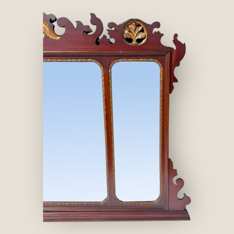 Antique 19th Century Chippendale Style Carved Mahogany & Gilt Wall Mirror