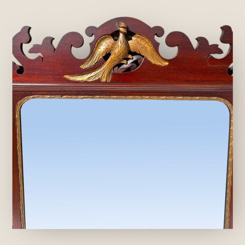 Antique 19th Century Chippendale Style Carved Mahogany & Gilt Wall Mirror