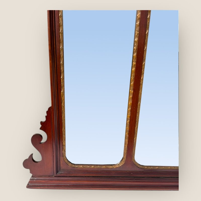 Antique 19th Century Chippendale Style Carved Mahogany & Gilt Wall Mirror