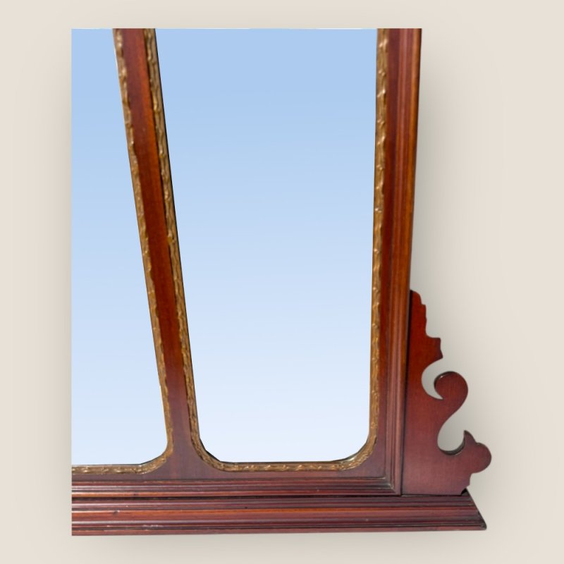 Antique 19th Century Chippendale Style Carved Mahogany & Gilt Wall Mirror