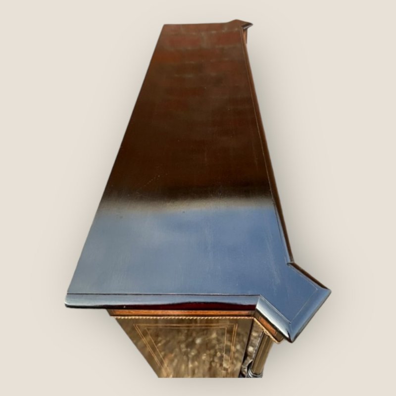 Victorian Aesthetic Movement Amboyna & Ebonised Glass Double Door Pier Cabinet