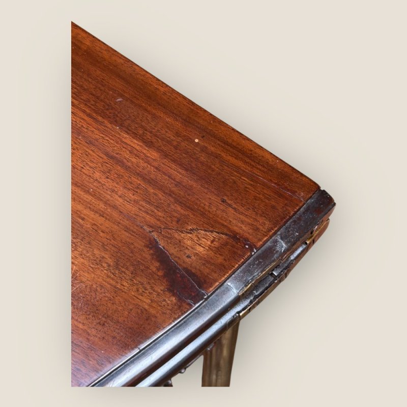 Antique Georgian 1780 Mahogany Serpentine Fronted Card Table With Green Baize