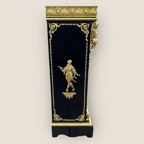 Antique French Napoleon III Brass & Ebonised Pier Display Cabinet With A Gallery