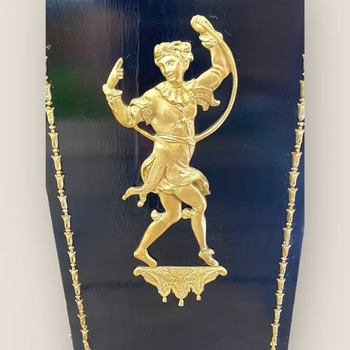 Antique French Napoleon III Brass & Ebonised Pier Display Cabinet With A Gallery